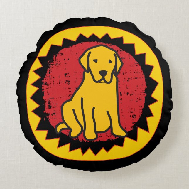 Coussins Ronds Jaune Golden Labrador Lab Retriever Pillow (Devant)