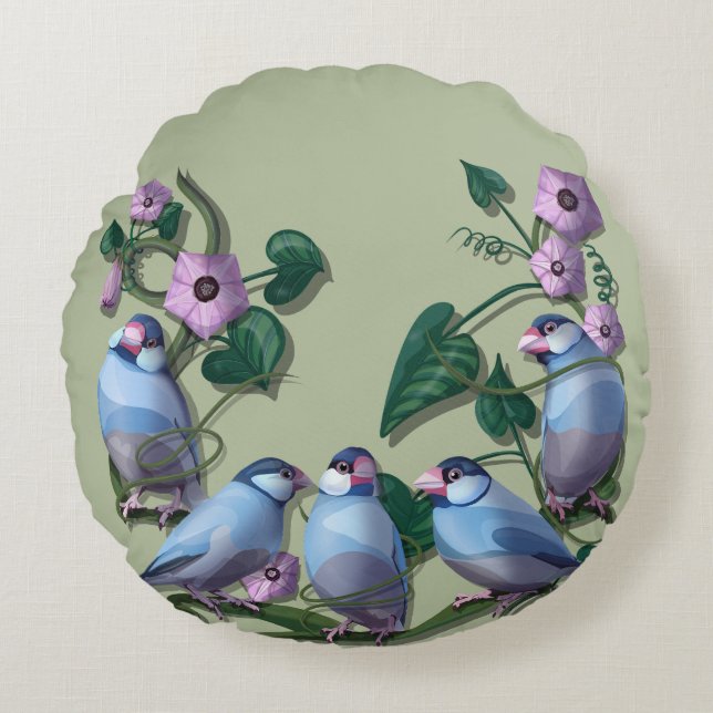 Coussins Ronds Java sparrows  (Devant)