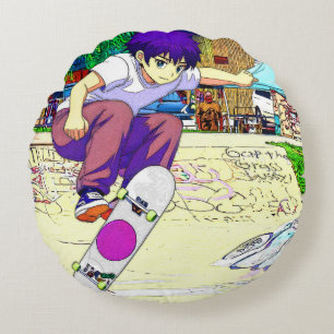Coussins Ronds Je le fais - Jeune skateboardeur