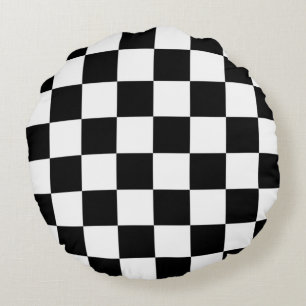 Coussins Ronds Je saigne emballant la coutume Checkered blanche