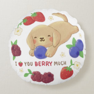 Coussins Ronds Je t'aime beaucoup Berry : mignon chien avec des b