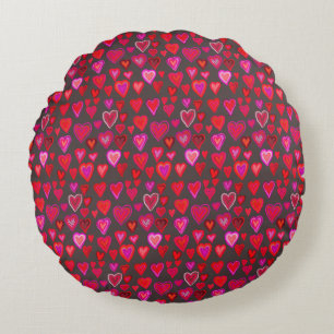 Coussins Ronds Je t'aime, motif de coeur de Noël