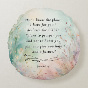 Coussins Ronds Jérémie 29:11 Image de verset biblique