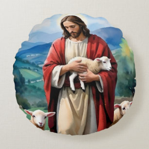 Coussins Ronds Jésus le berger