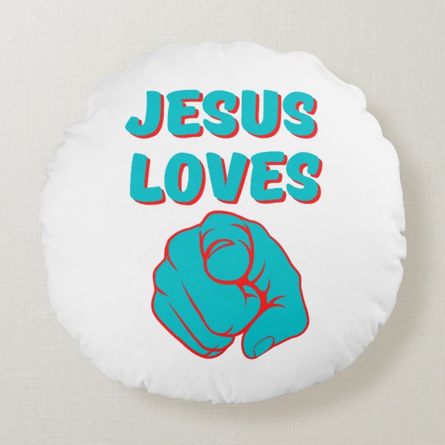 Coussins Ronds Jésus vous aime Citation basée sur la foi (Devant)