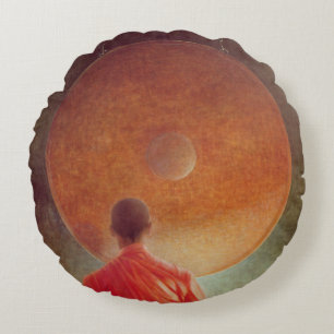 Coussins Ronds Jeune moine avec le gong