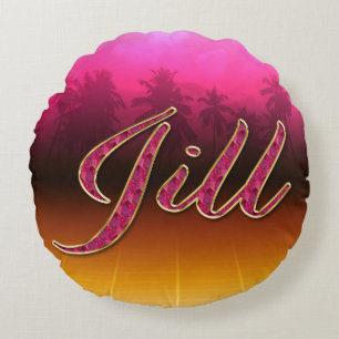 Coussins Ronds Jill Prénom Golden Pink Oreillers