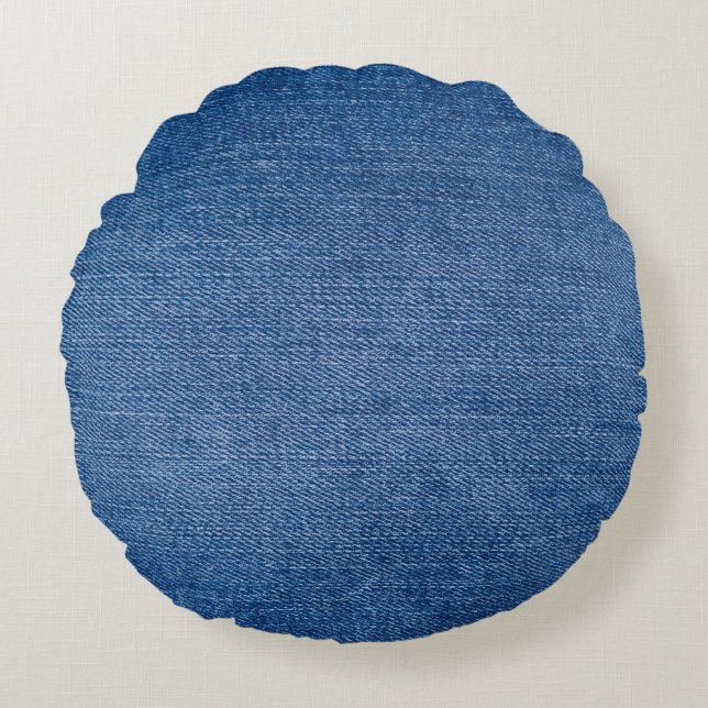 Coussins Ronds Jjeans en denim bleu (Devant)