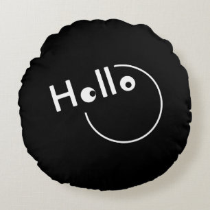 Coussins Ronds Joie Bonjour Déplacer Blanc Fun Typographie Visage