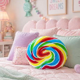 Coussins Ronds Joli bonbon coloré arc-en-ciel sucette