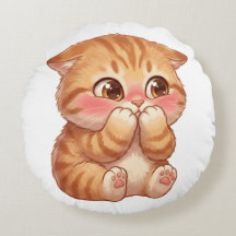 Joli Chat Orange Timide Rougissant Toile Art Mural