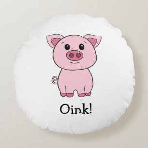 Coussins Ronds Joli Cochon Rose ! Front Cute Cow Moo! Dos