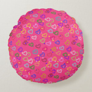 Coussins Ronds Joli cœur coloré