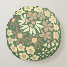 Joli Elégant Moderne Retro Fleurs Beiges Sage