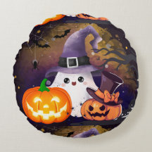 Joli fantôme d'Halloween avec chapeau de sorcière