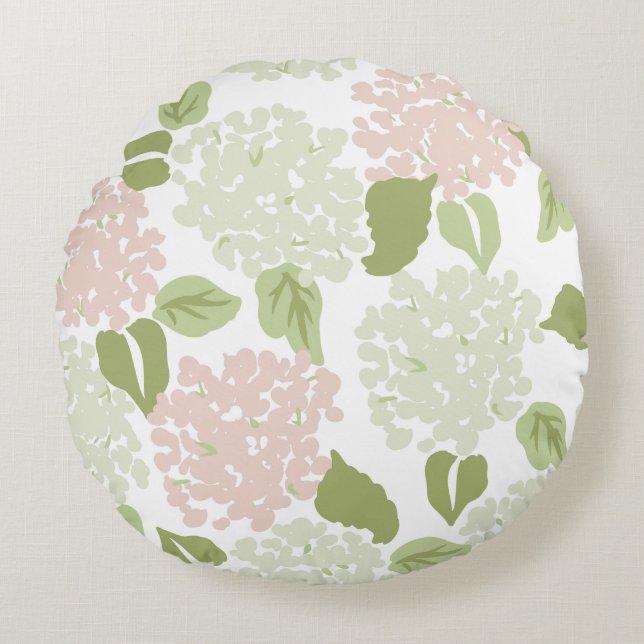 Coussins Ronds Joli hydrangea floral preppy classique (Devant)
