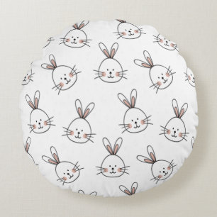Coussins Ronds Joli lapin blanc de Pâques