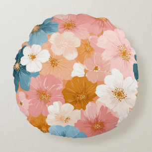 Coussins Ronds Joli motif floral pastel