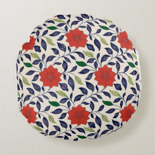 Coussins Ronds Joli motif floral rouge