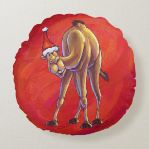 Coussins Ronds Joli Noël Camel En Rouge