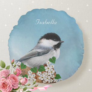 Coussins Ronds Joli Petit Oiseau & Fleurs Personnalisé