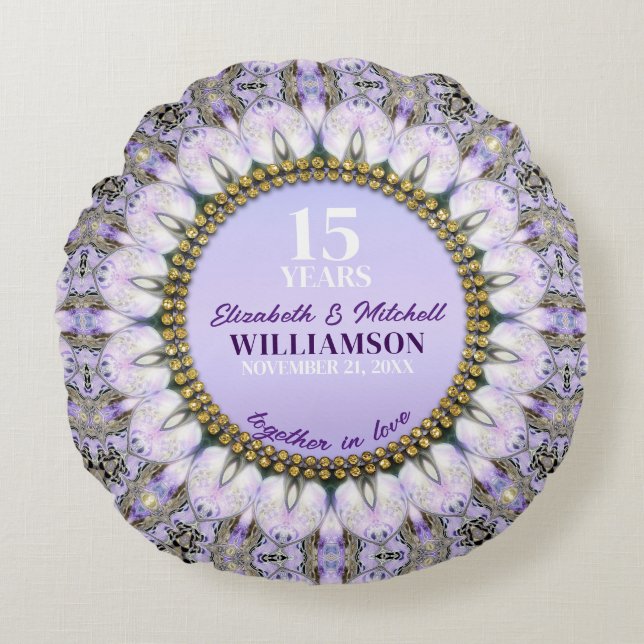 Coussins Ronds Joli Purple Lavender Floral Mandala Event (Devant)