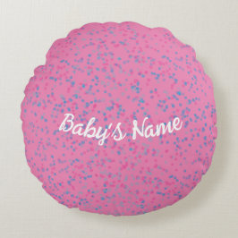 Coussins Ronds Joli rose girly pastel bleu point blanc Script
