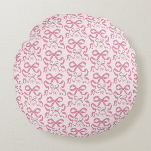 Coussins Ronds Joli Ruban Rose Esthétique Féminin