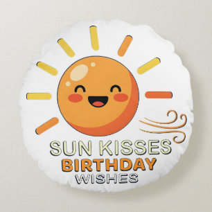 Coussins Ronds Joli Soleil Sourire Vœux d'anniversaire Rond Oreil