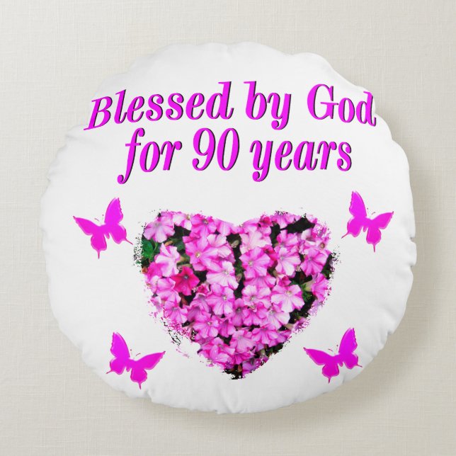 COUSSINS RONDS JOLIE 90E ANNIVERSAIRE FLORAL (Devant)