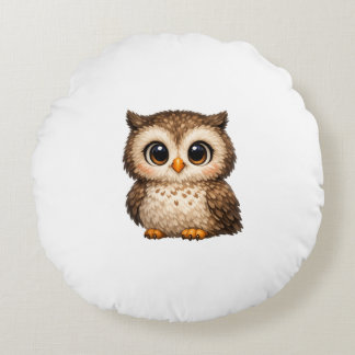 Coussins Ronds Jolie Chouette Fluffy Grands Yeux Dessin Animé Art