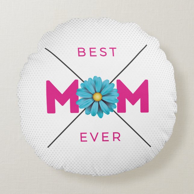 Coussins Ronds Jolie conception Texte Meilleure maman Ever pour l (Devant)