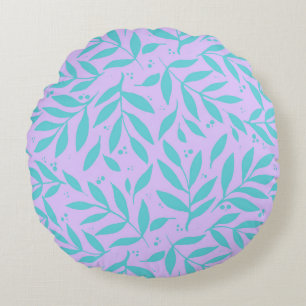 Coussins Ronds Jolies branches - turquoise et violet ado