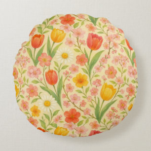 Coussins Ronds Jolies fleurs de Pâques/printemps à motifs