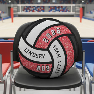 Coussins Ronds Joueur de volleyball Parties scintillant rouge