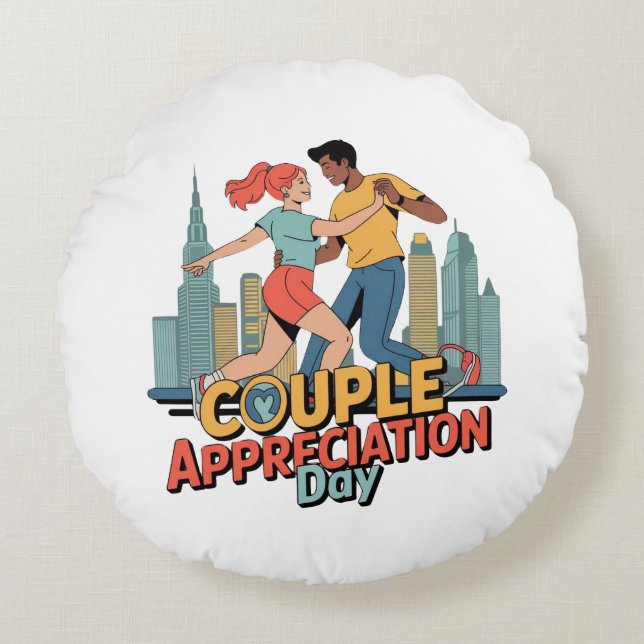 Coussins Ronds Jour d'appréciation des couples (Devant)