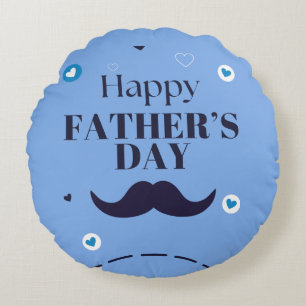 Coussins Ronds Joyeuse Fête des Pères – Moustache & Cœur Design