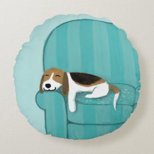 Coussins Ronds Joyeux Beagle de canapé  Mignons chiens qui dorme