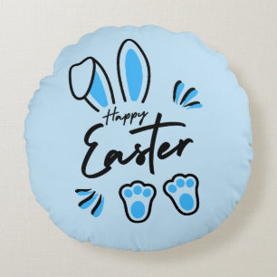 Coussins Ronds Joyeux bleu de Pâques