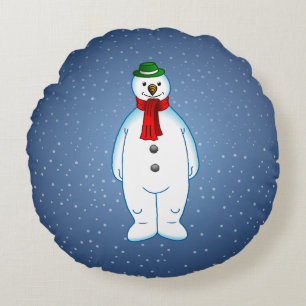 Coussins Ronds Joyeux bonhomme de neige de Noël