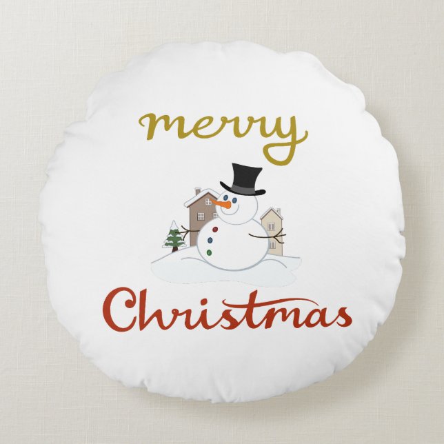 Coussins Ronds Joyeux Noël+Design Snowman (Devant)