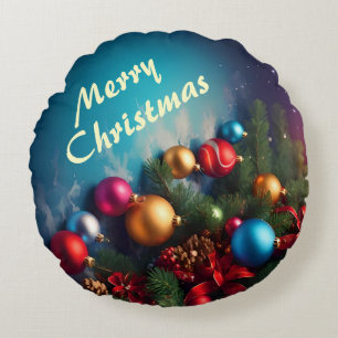 Coussins Ronds Joyeux Noël personnalisé Personnaliser le texte