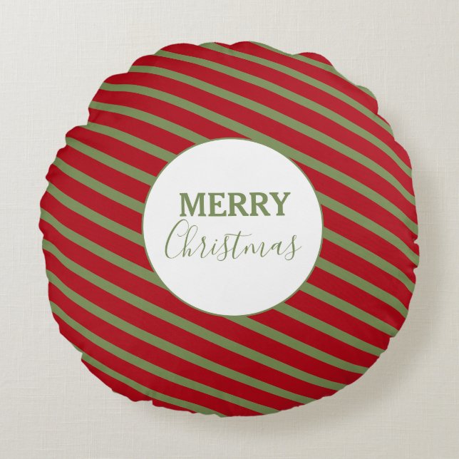 Coussins Ronds Joyeux Noël Rouge & Vert Grandes (Devant)