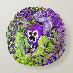 Coussins Ronds Joyeux Pansies...