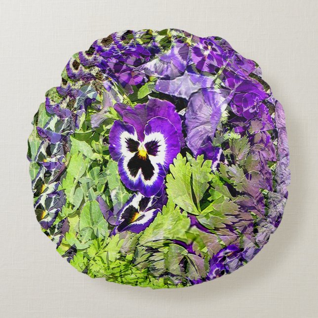 Coussins Ronds Joyeux Pansies... (Devant)