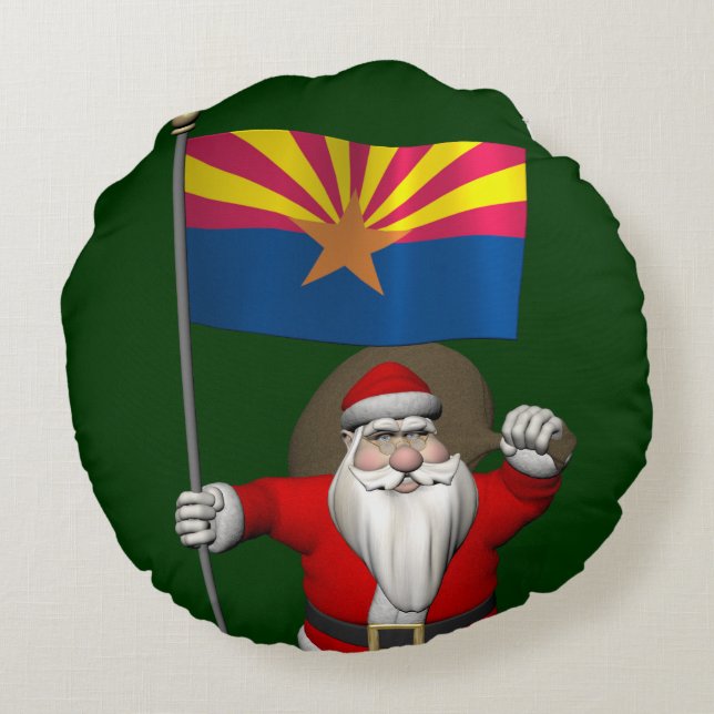 Coussins Ronds Joyeux Père Noël Sur Le Chemin De L'Arizona (Dos)