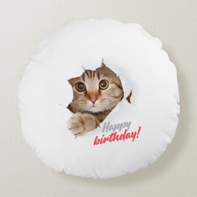 Coussins Ronds "Joyful Moments! Happy Birthday Throw Pillow" (Devant)
