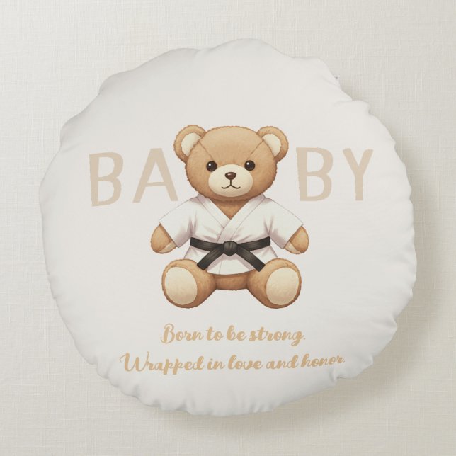 Coussins Ronds Judo Black Belt Bear Baby Shower Collection (Dos)
