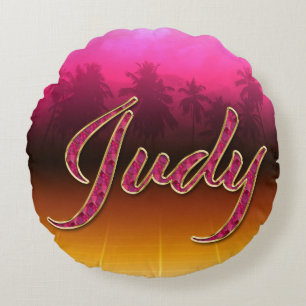 Coussins Ronds Judy prénom Golden pink Oreillers
