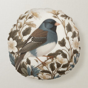 Coussins Ronds Junco aux yeux noirs élégant fleur crème